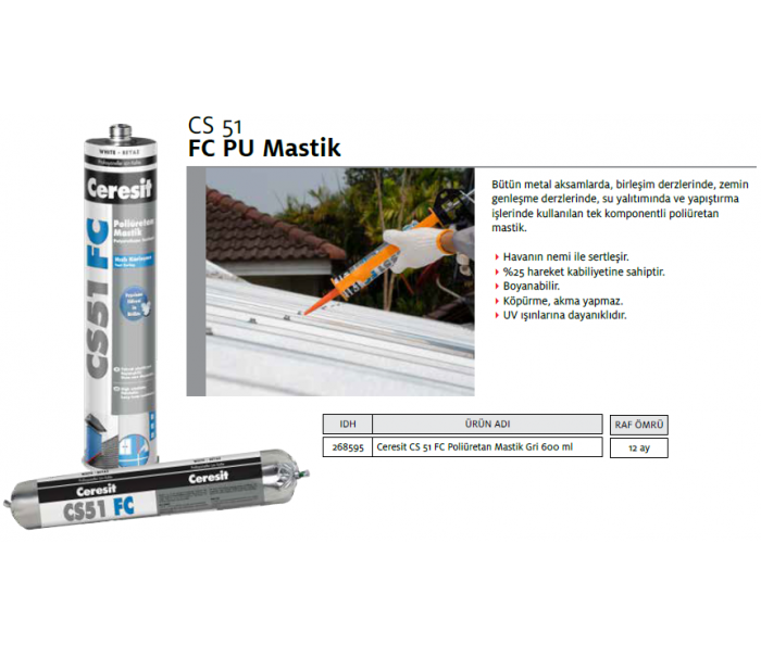 CERESİT CS51 FC PU MASTİK SOSİS GRİ 600 ml