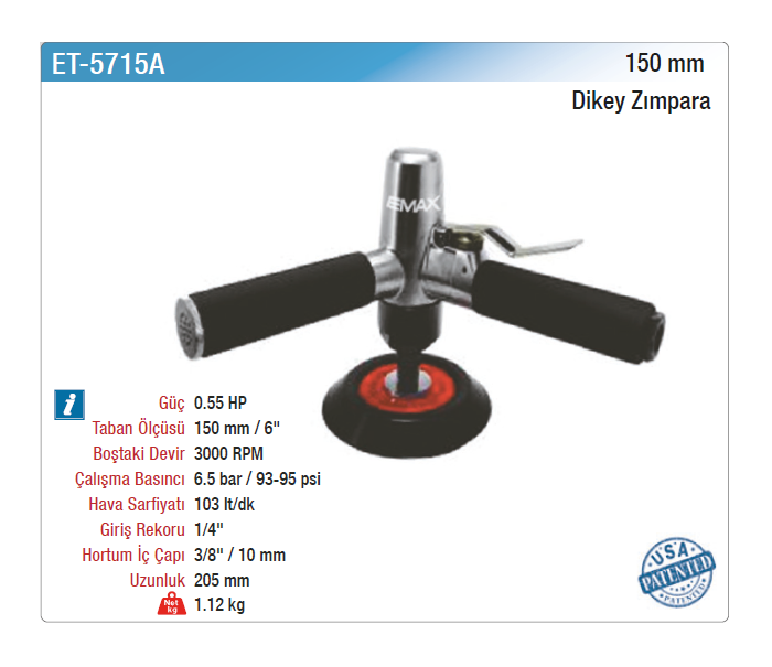 EMAX 150mm DİKEY ZIMPARA