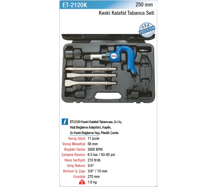 EMAX 250mm KESKİ KALAFAT TABANCA SETİ