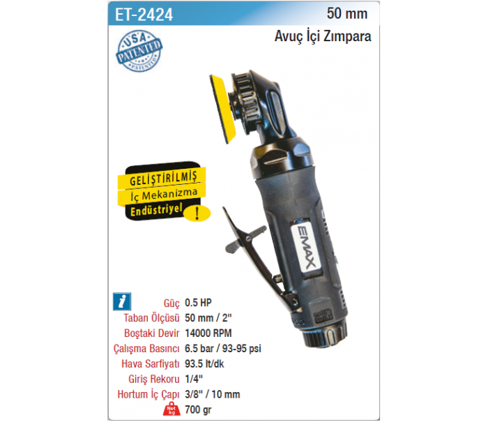 EMAX 50mm AVUÇ İÇİ ZIMPARA