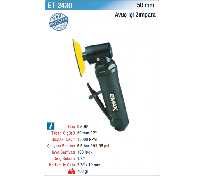EMAX 50mm AVUÇ İÇİ ZIMPARA
