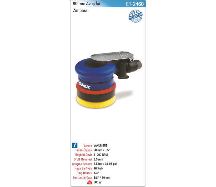 EMAX 90mm AVUÇ İÇİ ZIMPARA