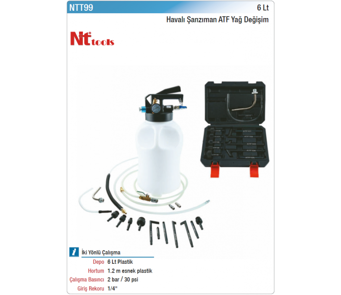NT tools 6 Lt HAVALI ŞANZIMAN ATF YAĞ DEĞİŞİM