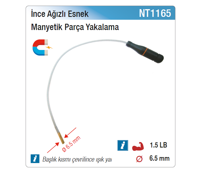 NT tools İNCE AĞIZLI IŞIKLI VE ESNEK MANYETİK PARÇA YAKALAMA