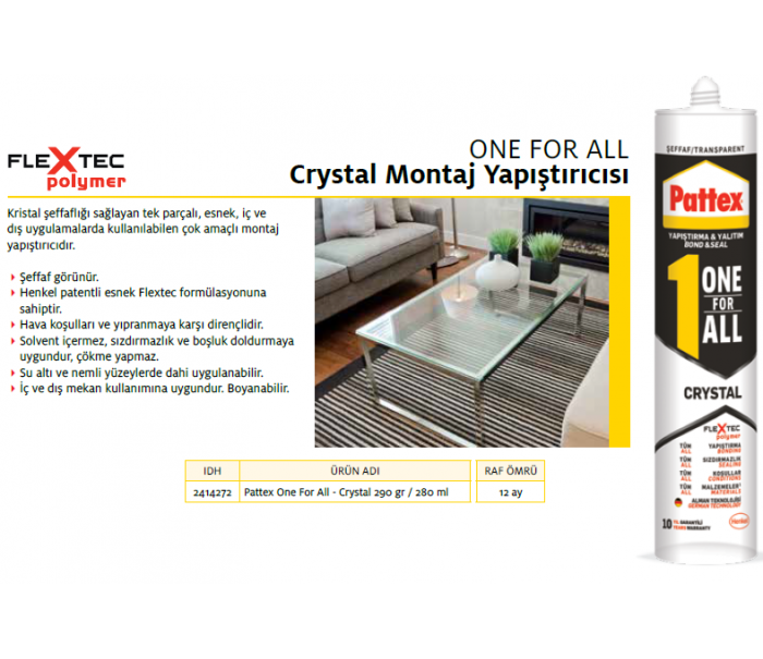 PATTEX ONE FOR ALL CRYSTAL 290 g