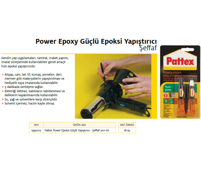 PATTEX ŞEFFAF EPOKSİ YAPIŞTIRICI 2X11ml