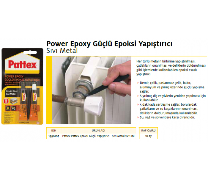 PATTEX SIVI METAL EPOKSİ YAPIŞTIRICI 2X11ml