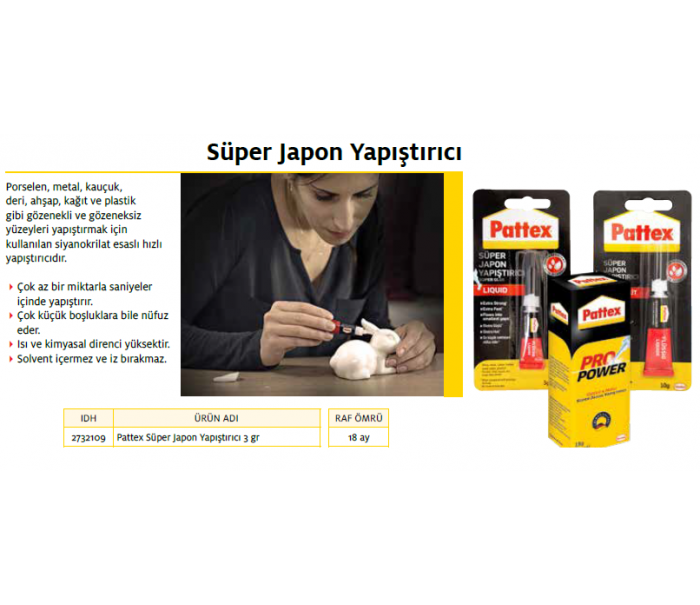 PATTEX SÜPER JAPON YAPIŞTIRICISI 3 g BLİSTER