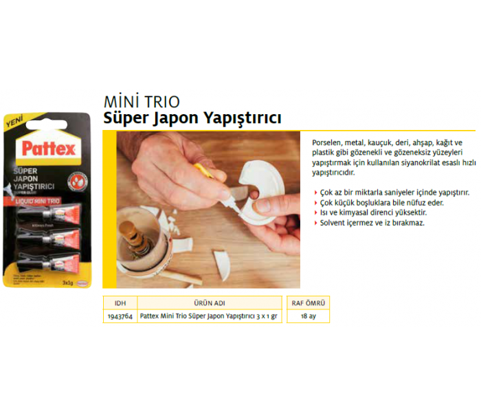 PATTEX SÜPER MİNİ TRİO 3X1 g BLİSTER