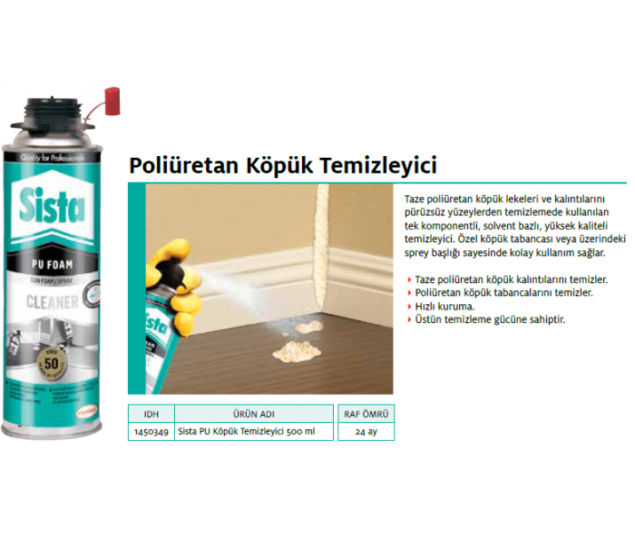SİSTA KÖPÜK TEMİZLEYİCİSİ 500ml