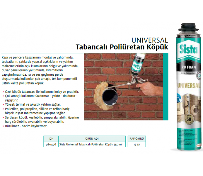 SİSTA TABANCALI PU KÖPÜK 750ml