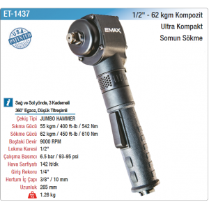 EMAX 1/2 62kgm KOMPOZİT ULTRA KOMPAKT SOMUN SÖKME