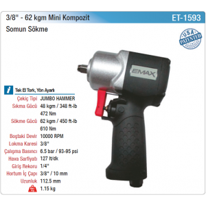 EMAX 3/8 62kgm MİNİ KOMPOZİT SOMUN SÖKME