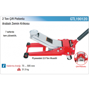 NT tools 2 TON ÇİFT PİSTONLU ARABALI ZEMİN KRİKO