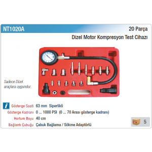 NT tools 20 PARÇA DİZEL MOTOR KOMPRESYON TEST CİHAZI