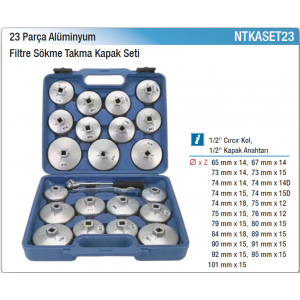 NT tools 23 PARÇA ALÜMİNYUM FİLTRE SÖKME TAKMA KAPAK SETİ