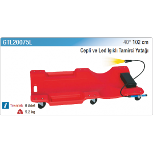 NT tools 40" 102cm CEPLİ VE LED IŞIKLI TAMİRCİ YATAĞI
