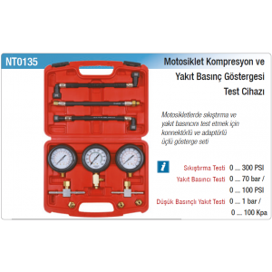 NT tools MOTOSİKLET KOMPRESYON VE YAKIT BASINÇ GÖSTERGESİ TEST CİHAZI